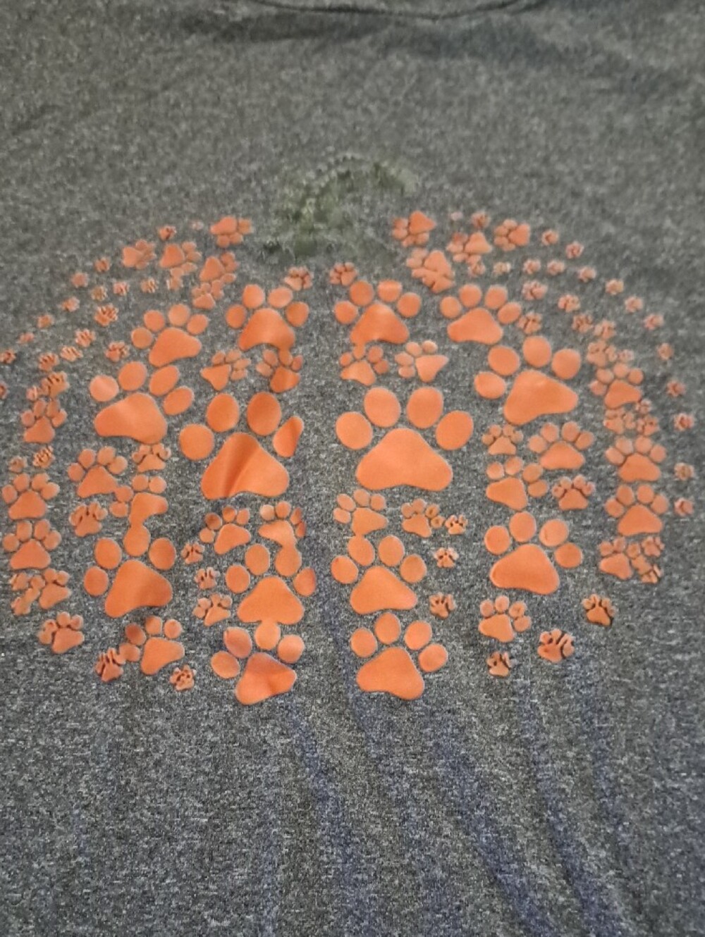 Kids Gray T-Shirt with Orange Paw Pumpkin L Ptp 20.5 Graphic - Picture 2 of 4